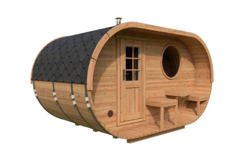 Ovale Sauna 1 mit Terrasse (2,4x4)