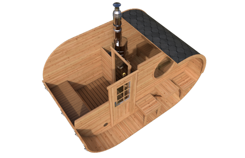 Ovale Sauna 1 mit Terrasse (2,4x4) - Image 2