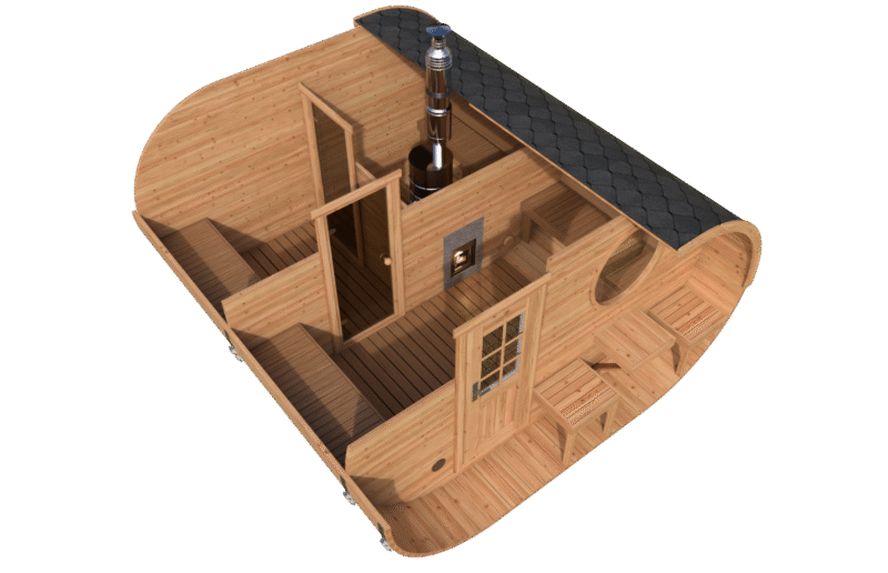 Ovale Sauna 1 mit Terrasse (4,2x4) - Image 2